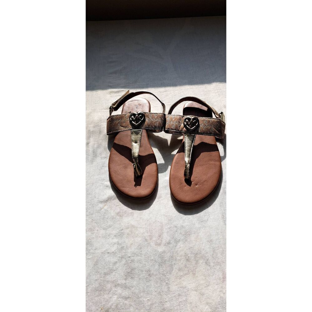 Michael Kors Size Big Girls Size 5 Sandals Tan & Gold Bentley 2